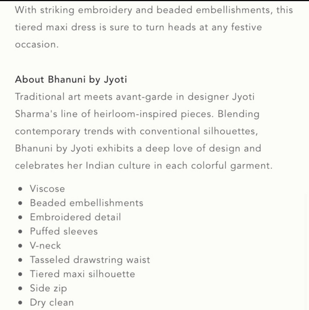 Anthro Bhanuni by Jyoti Tiered Maxi Dress.Size 10 - Picture 13 of 15
